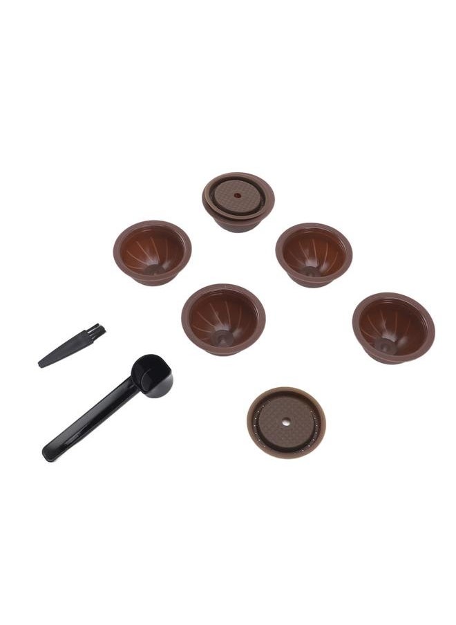 NIBEMINENT - Reusable Capsule Kit For Nestle Vertuoline Coffee Machine with 5pcs Empty Refillable Pods 2pcs Silicone Capsule Discs Spoon Brush Brown - Image 1