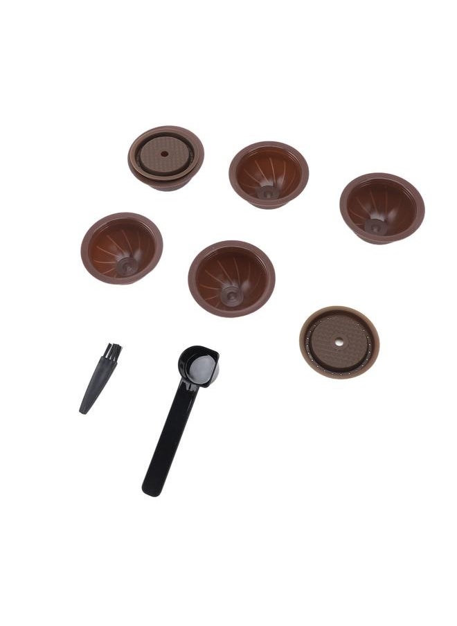 NIBEMINENT - Reusable Capsule Kit For Nestle Vertuoline Coffee Machine with 5pcs Empty Refillable Pods 2pcs Silicone Capsule Discs Spoon Brush Brown - Image 1