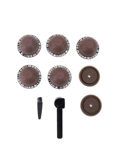 Reusable Capsule Kit For Nestle Vertuoline Coffee Machine with 5pcs Empty Refillable Pods 2pcs Silicone Capsule Discs Spoon Brush Brown