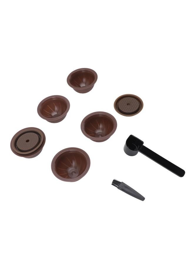 NIBEMINENT - Reusable Capsule Kit For Nestle Vertuoline Coffee Machine with 5pcs Empty Refillable Pods 2pcs Silicone Capsule Discs Spoon Brush Brown - Image 1