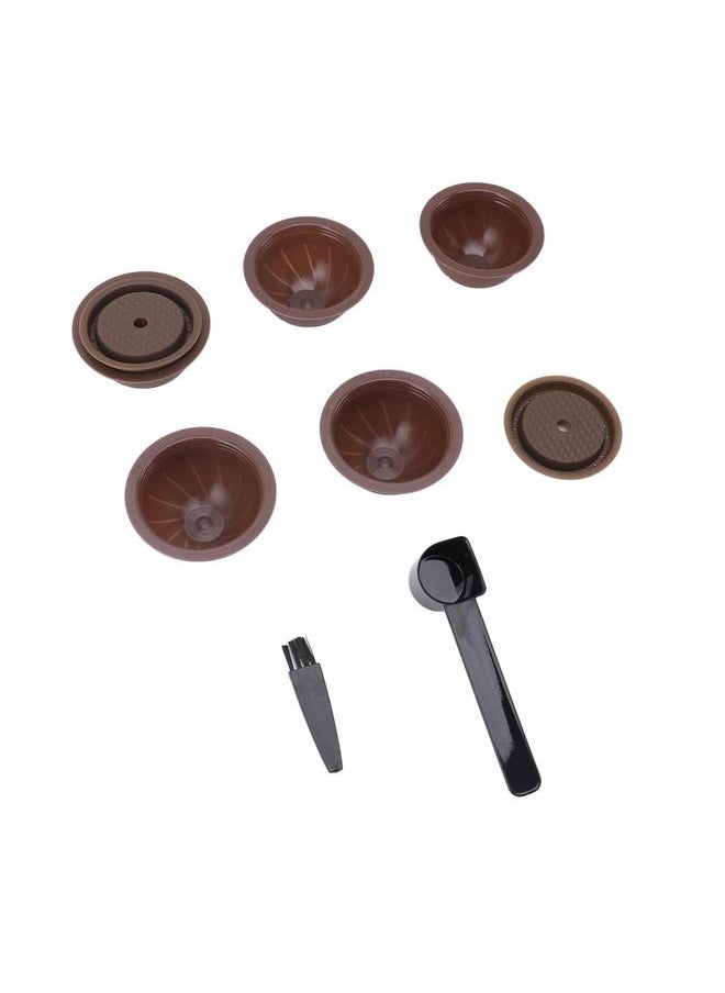 NIBEMINENT - Reusable Capsule Kit For Nestle Vertuoline Coffee Machine with 5pcs Empty Refillable Pods 2pcs Silicone Capsule Discs Spoon Brush Brown - Image 1