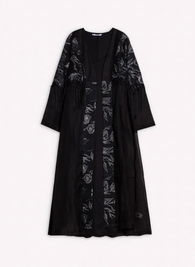 SHAPES DETAIL EMBROIDERED ABAYA WITH DRESS
