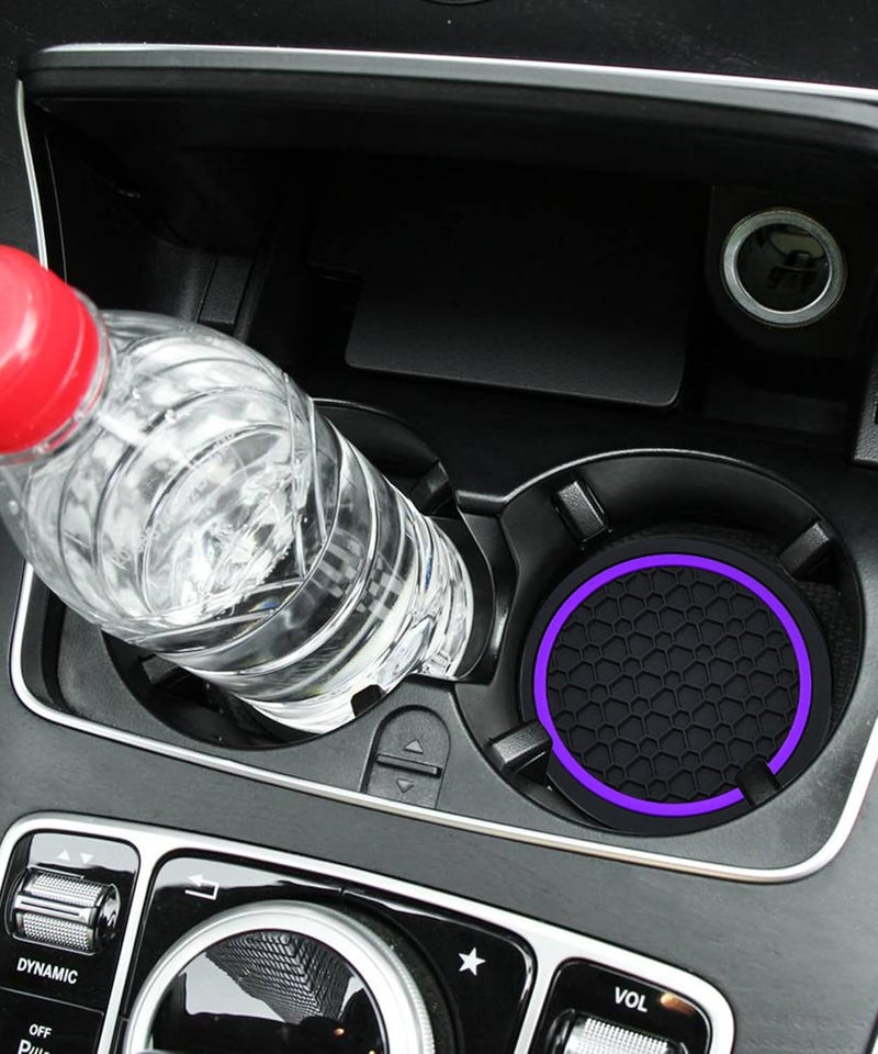 UBOG 4PCS Car Coasters,Car Accessories Car Cup Coasters,Car Accessories Interior,2.75 Inch Car Coasters for Cup Holders,Universal Non-Slip Car Cup Holder Coaster for Most Vehicle Truck (Black&Purple) - Image 5