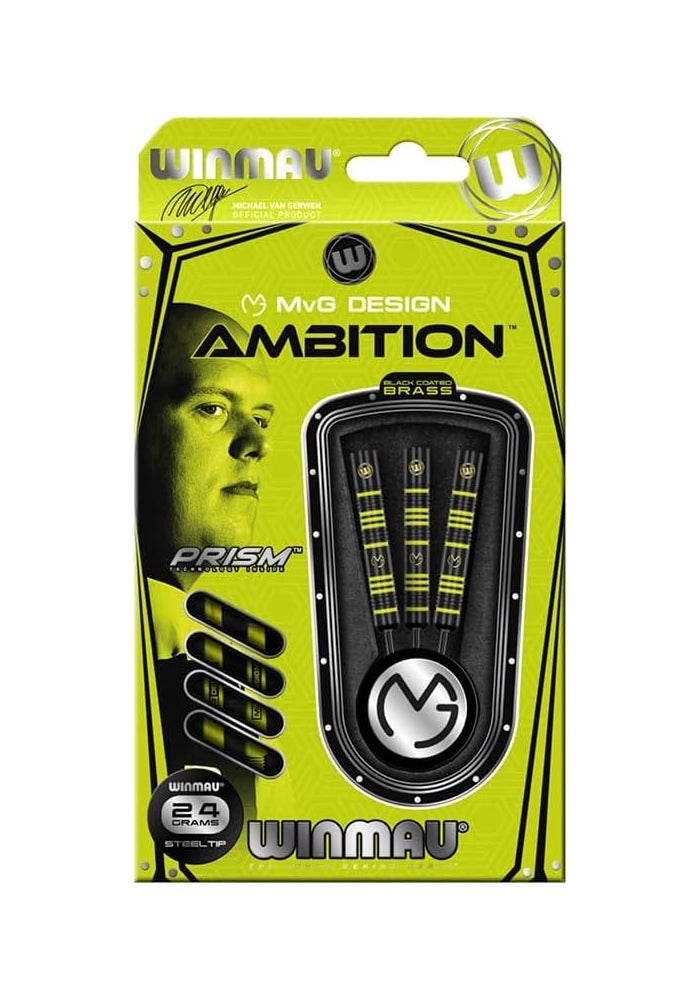 WINMAU Michael Van Gerwen MvG Ambition Professional Brass Steel Tip Darts Set with Flights and Shafts - Image 4