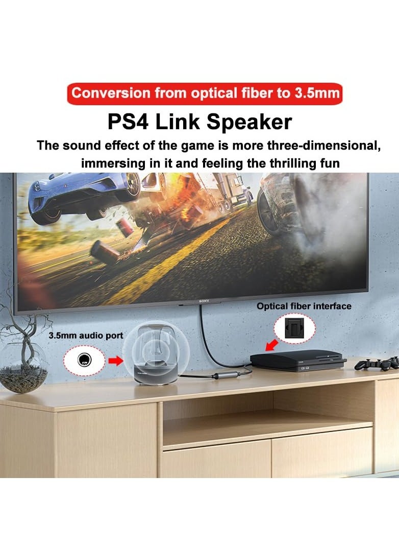 كابل تحويل الصوت الرقمي إلى التناظري AV300، كابل SPDIF/بصري رقمي ومحوري إلى تناظري L/R RCA و3.5 مم ستيريو AUX لأجهزة Xbox/ PS4/ PS5/ التلفزيون/ ستيريو المنزل (3 متر)