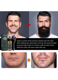 West&Month Hair Growth Spray - Beard Growth Spray Set for Men Nourishing Moisturizing Moustache Growth Enhancer Anti Hair Loss Care Serum with Beard Roller  - Image 5