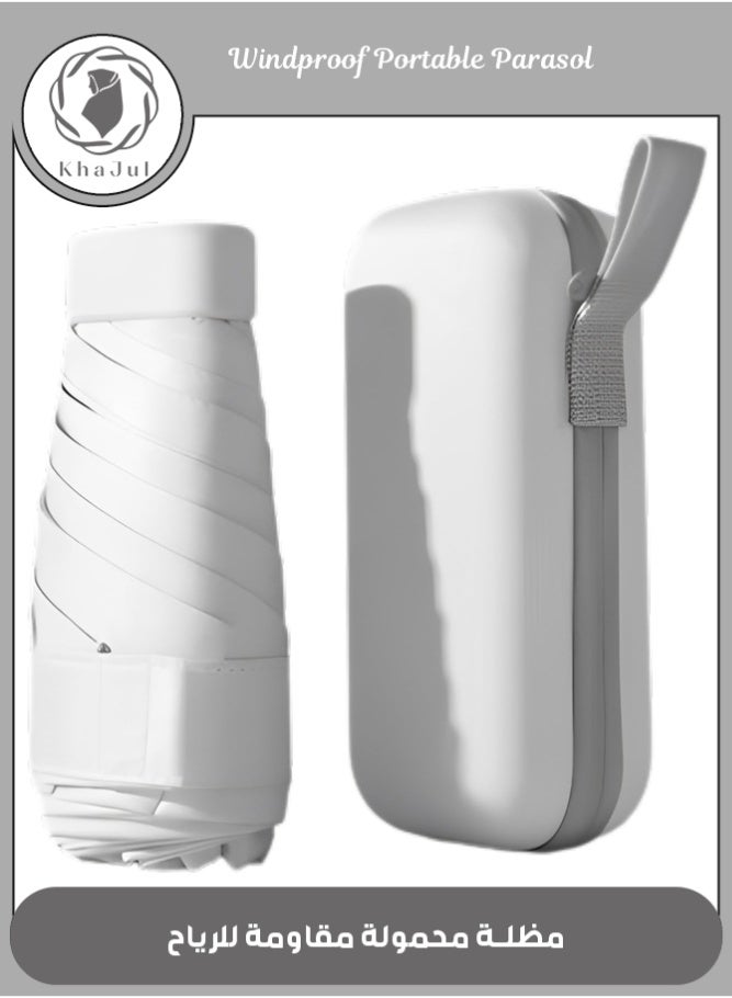 KHAJUL Mini Travel Umbrella, Mini Windproof Folding Travel Umbrella, Portable Lightweight Compact Parasol with 95% UV Protection for Sun and Rain, Popular Style for Women - Image 1