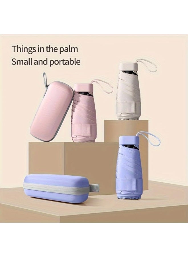 KHAJUL Mini Travel Umbrella, Mini Windproof Folding Travel Umbrella, Portable Lightweight Compact Parasol with 95% UV Protection for Sun and Rain, Popular Style for Women - Image 2