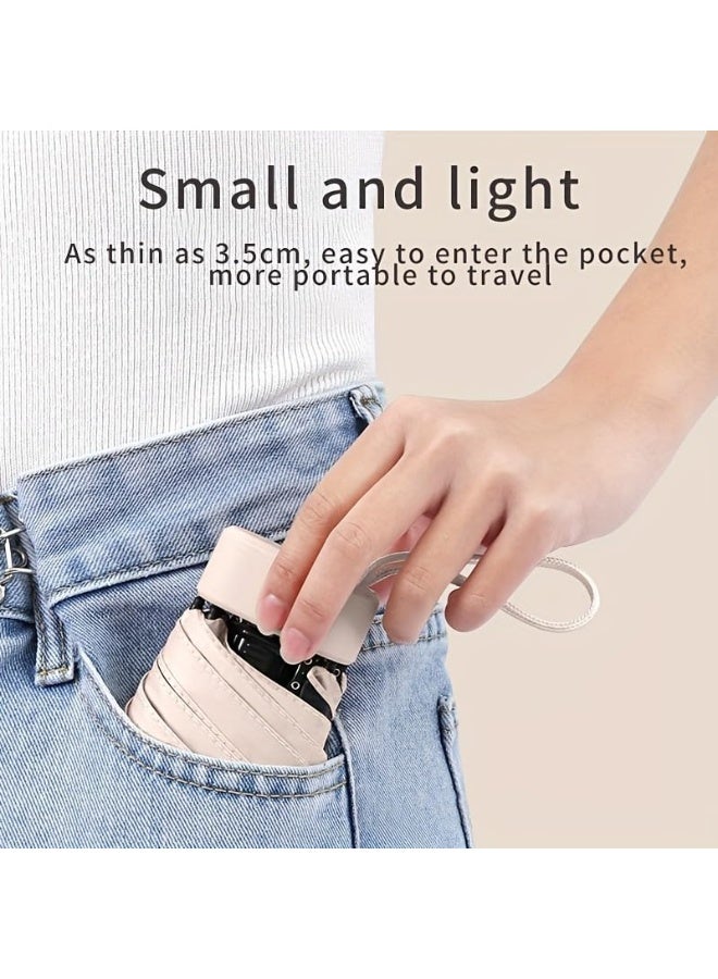 KHAJUL Mini Travel Umbrella, Mini Windproof Folding Travel Umbrella, Portable Lightweight Compact Parasol with 95% UV Protection for Sun and Rain, Popular Style for Women - Image 4