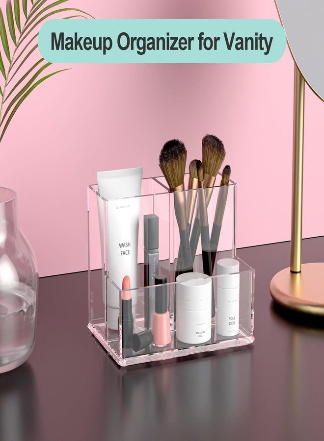 runzoos Clear Pen Holder for Desk, Acrylic Pencil Holder for Desk, Makeup Brush Holder Organizer for Vanity, Pen Pencil Organizer Cup, Office Desk Organizers and Accessories, Office Desk Organization - Image 4