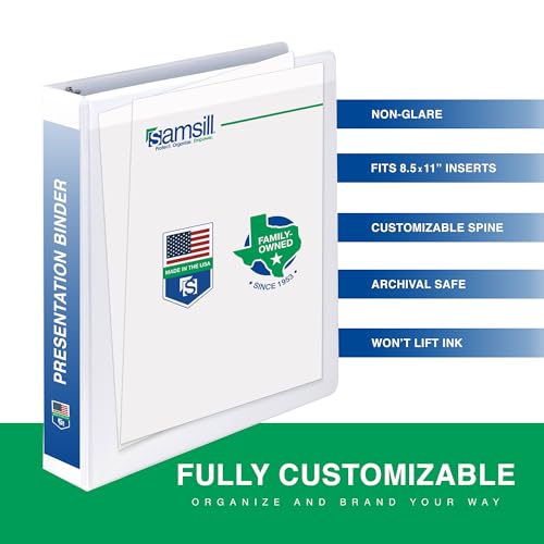 Samsill 3 Inch 3 Ring Binders, Made in USA, Economy Round Ring, Clear View Cover, 550 Sheet Capacity - for School, Home, Office - White, 4 Pack - Image 3