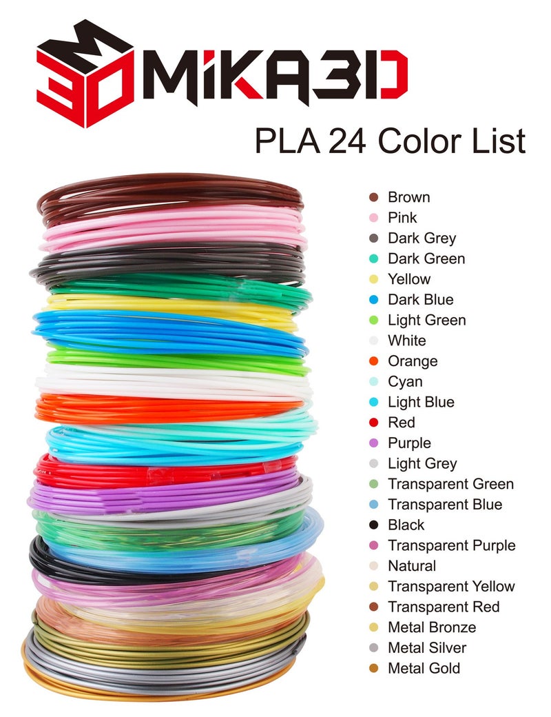 MIKA3D 25 Colors Silk Shiny PLA Filament Sample Pack, Each Color 4 Meter Length, Total 100m 3D Printer 3D Pen Material Refill, with Extra 2 Finger Caps by MIKA3D - Image 2