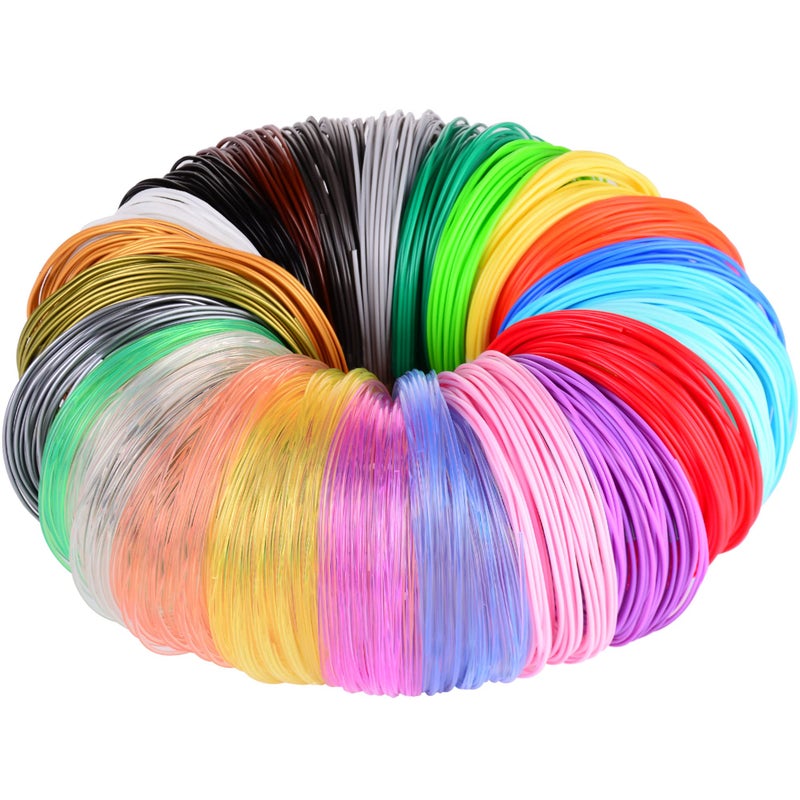 MIKA3D 25 Colors Silk Shiny PLA Filament Sample Pack, Each Color 4 Meter Length, Total 100m 3D Printer 3D Pen Material Refill, with Extra 2 Finger Caps by MIKA3D - Image 1