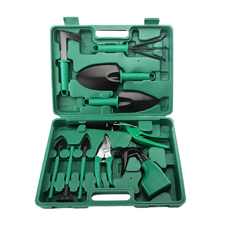Gardening Hand Tools: 10Pcs Green Heavy Duty Stainless Steel Set - Ergonomic Anti-slip Handle Garden Tool Set for Home Gardeners, Beginners And Experienced Gardeners - Image 1