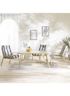 DANUBE HOME طقم طعام بولاريس مكون من 7 قطع، طاولة مستطيلة من قطعة واحدة مع 6 كراسي، طقم طعام 6+1، 1+6 مقاعد، أثاث بتصميم عصري لغرفة الطعام المنزلية  - Image 2