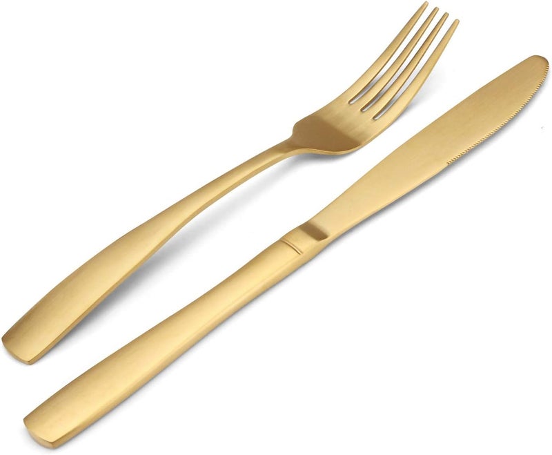Bysta Matte Gold Silverware Set, 20-Piece Stainless Steel Flatware Set, Kitchen Utensil Set Service for 4, Tableware Cutlery Set for Home and Restaurant, Satin Finish, Dishwasher Safe - Image 3