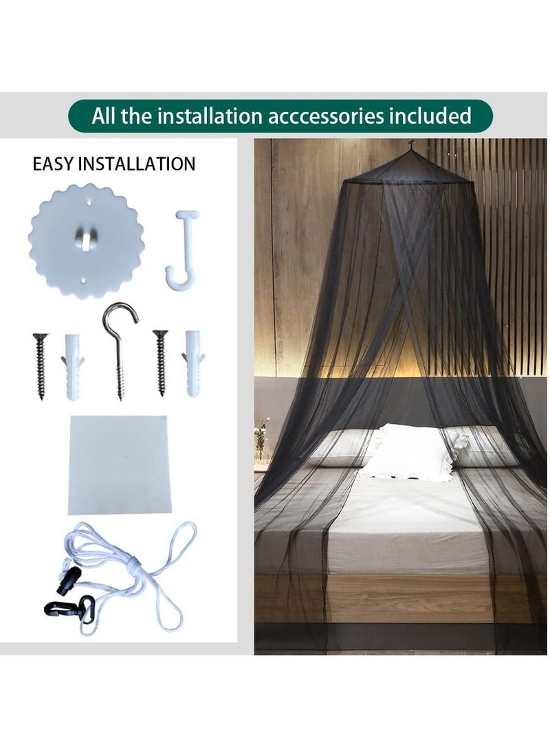 Y&D - Universal Bed Hanging Mosquito Mesh Net Polyester Black - Image 1