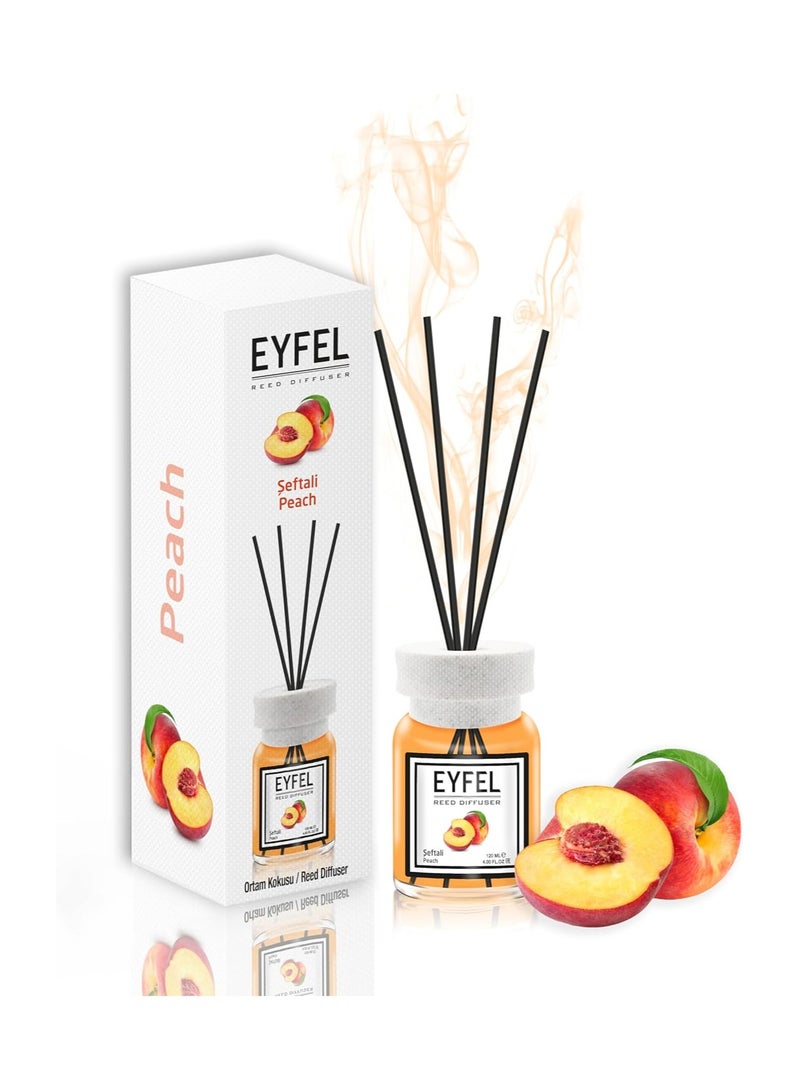 EYFEL Peach Reed Diffuser Set – 120ML Premium Long-Lasting Fragrance with Elegant Diffuser Sticks for Bathrooms, Living Spaces, Offices, Shops & Showrooms  - Image 1