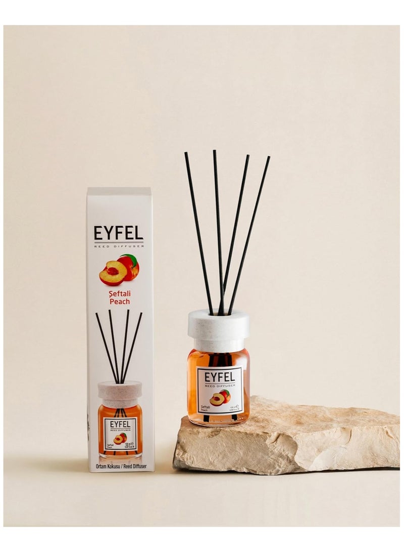 EYFEL Peach Reed Diffuser Set – 120ML Premium Long-Lasting Fragrance with Elegant Diffuser Sticks for Bathrooms, Living Spaces, Offices, Shops & Showrooms  - Image 2