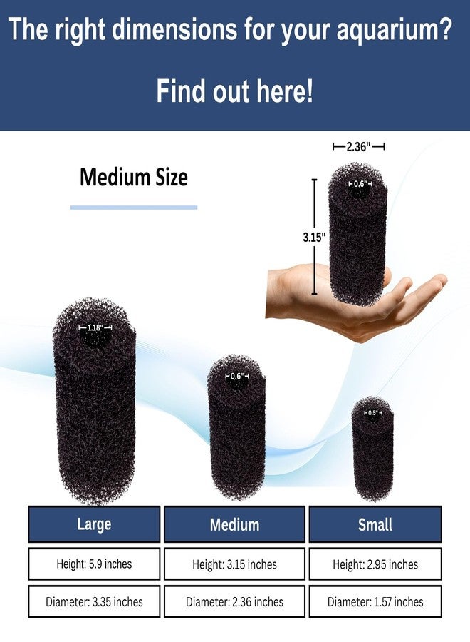 UNEAK 2-Pack Medium Premium Pre Filter Sponge Aquarium Intake High-Porosity Foam Roll Fish Tank Shrimp Beta Baby Fish Replacement Foam Cover Filtration Freshwater Saltwater 5-20 Gallons Easy to Clean - Image 2