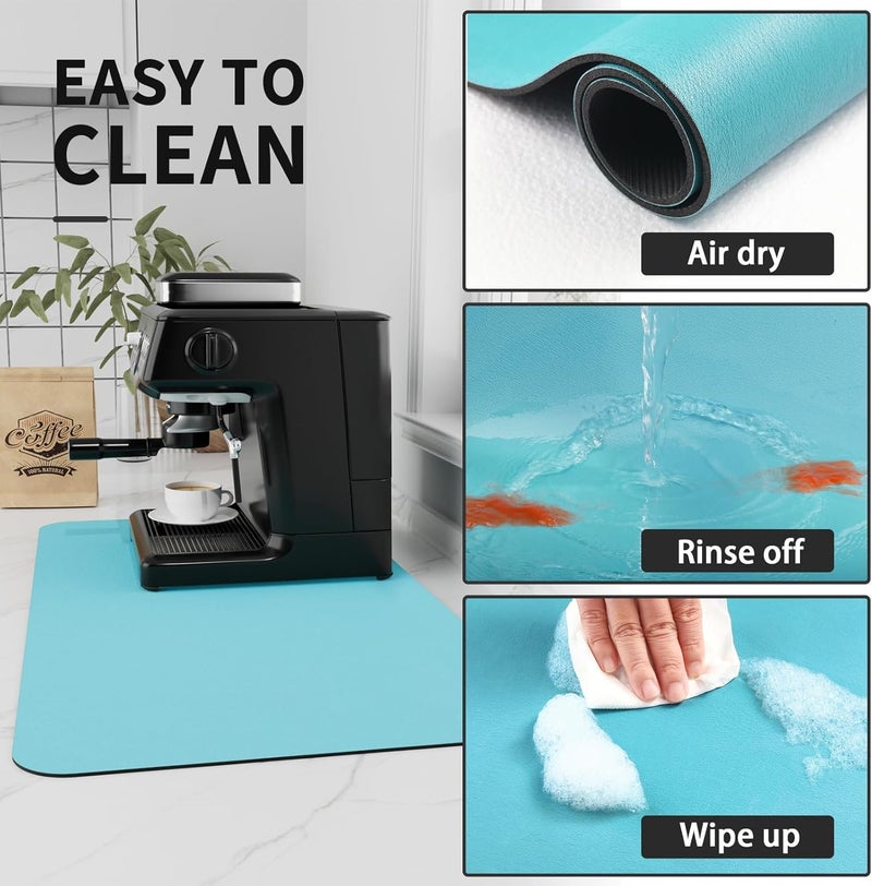 HotLive حصيرة HotLive Coffee Mat - مصنوعة للاستخدام على طاولات المطبخ أو البارات، مصنوعة من مادة ماصة لإخفاء البقع، مع ظهر مطاطي، مناسبة تحت أجهزة تحضير القهوة وآلات الإسبريسو. - Image 4