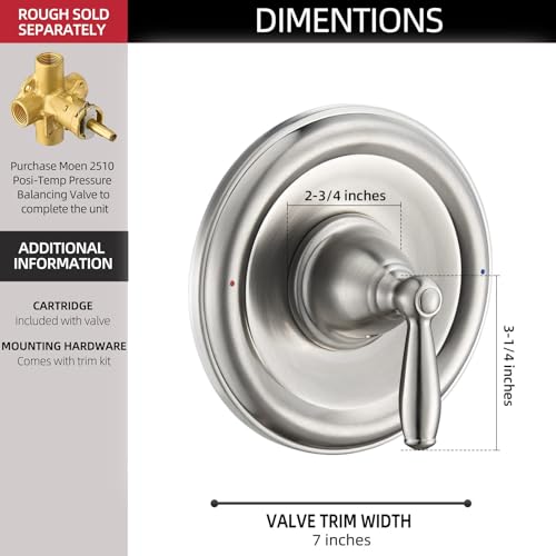 Tearel Pressure Balancing Tub and Shower Trim Kit, Compatible with Moen Posi-Temp Valve, Brushed Nickel - Image 4