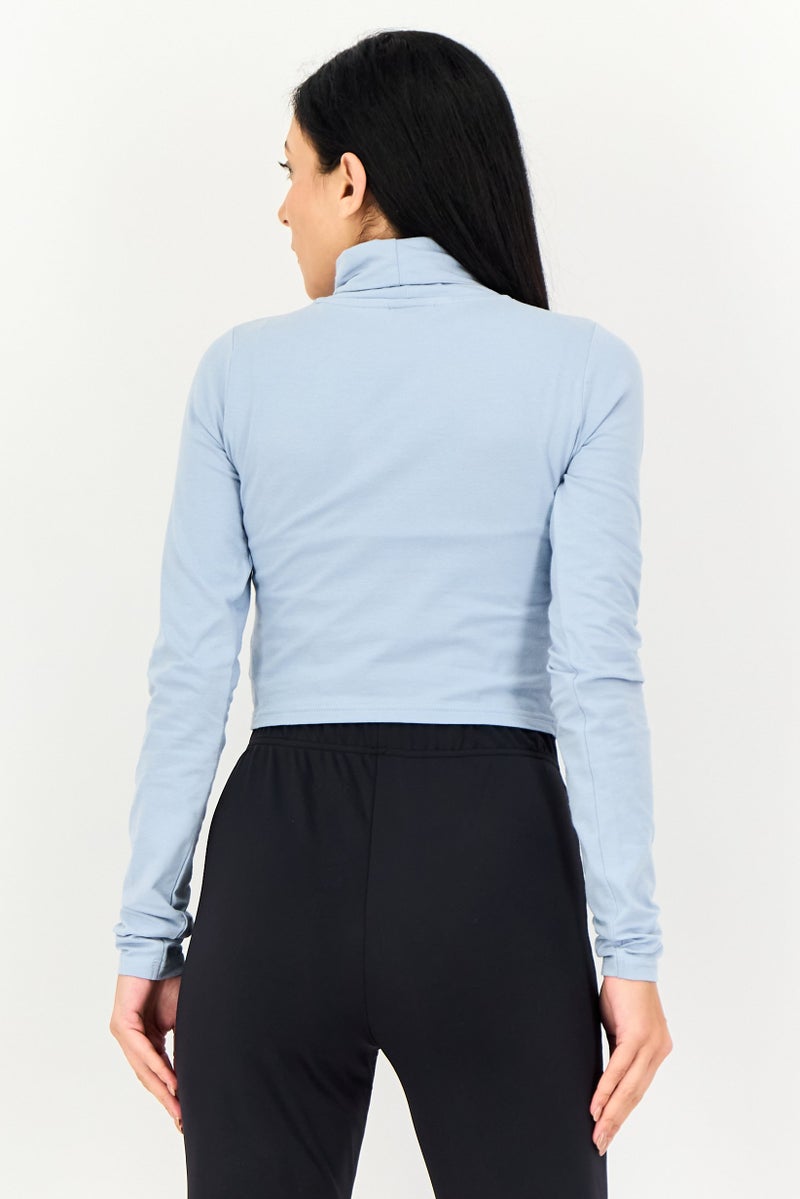 Ellesse Women Sportswear Fit Long Sleeve Outdoor Cropped Tops, Light Blue - Image 3