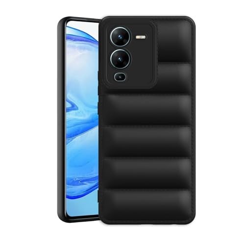 Plus Puffer Case Camera Protection Soft Back Cover for Vivo V25 Pro 5G - Black - Image 1