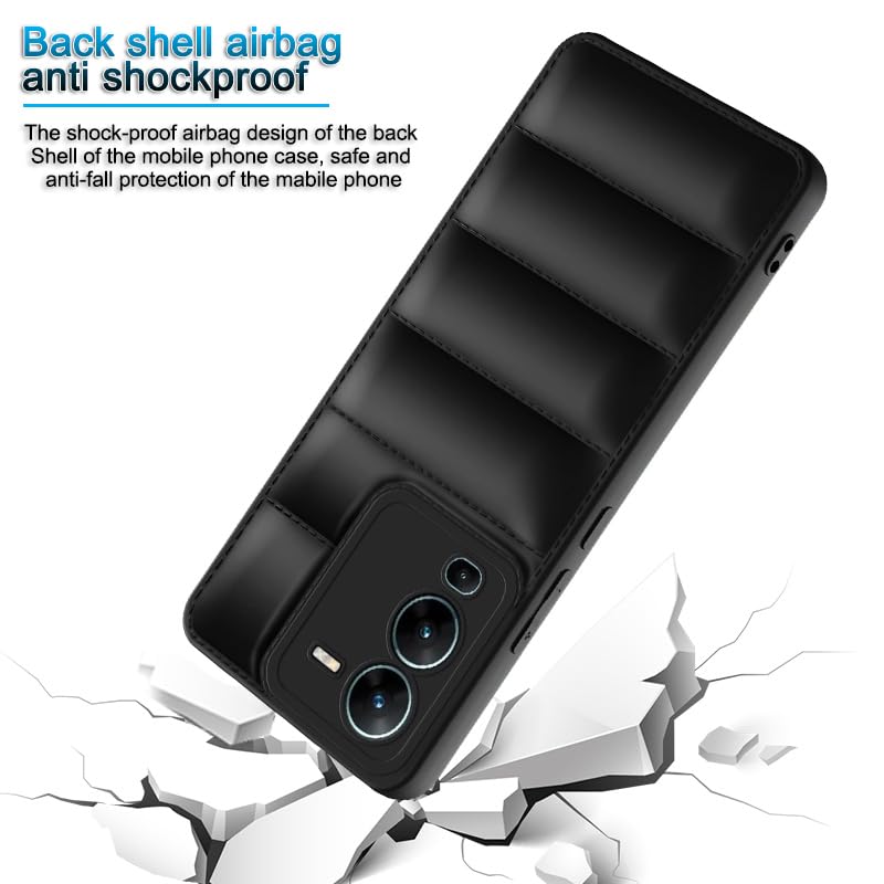 Plus Puffer Case Camera Protection Soft Back Cover for Vivo V25 Pro 5G - Black - Image 3
