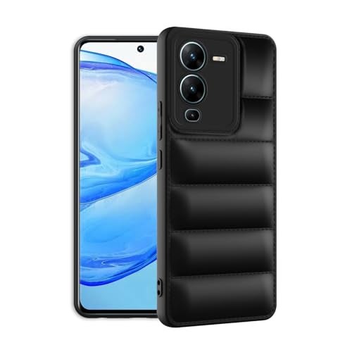 Plus Puffer Case Camera Protection Soft Back Cover for Vivo V25 Pro 5G - Black - Image 2