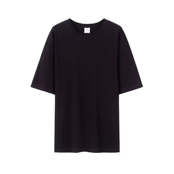 220G Siro Spinning Large Drop Shoulder Loose Version 100% Cotton Combed Tight Siro Spinning Cotton Short Sleeve Solid Color T-Shirt - Image 3