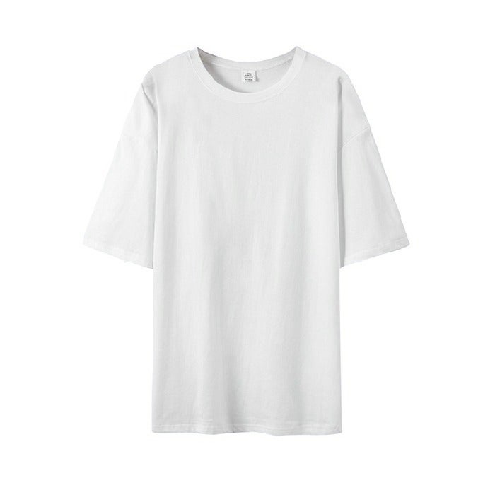 220G Siro Spinning Large Drop Shoulder Loose Version 100% Cotton Combed Tight Siro Spinning Cotton Short Sleeve Solid Color T-Shirt - Image 1
