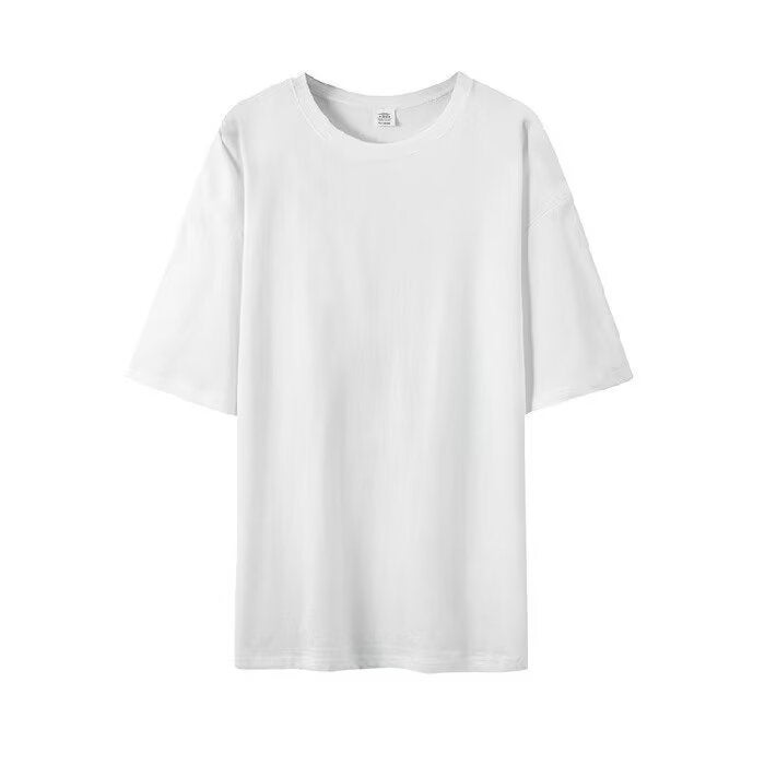 220G Siro Spinning Large Drop Shoulder Loose Version 100% Cotton Combed Tight Siro Spinning Cotton Short Sleeve Solid Color T-Shirt - Image 5