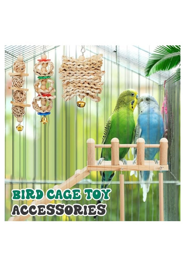 10 Pcs Parrot Swing Toys and Bird Perches Platform, Parrot Swing Chewing Hanging Standing Wooden Toys Bird Cage Accessories, Lovebirds, Finches, Conures, Cockatiels, bird Perches Cage. - Image 2