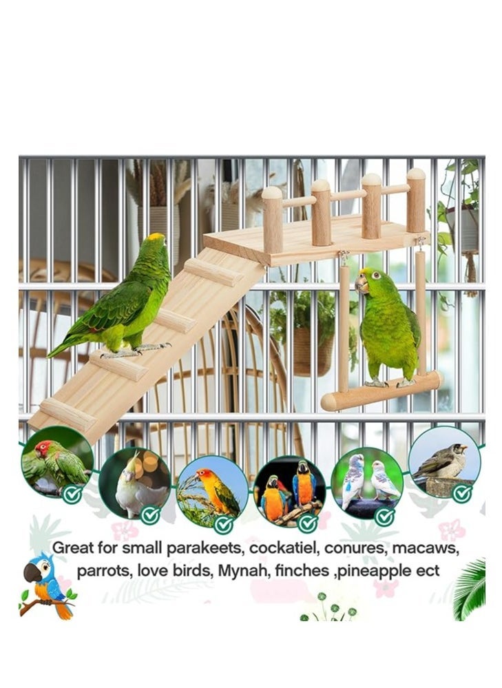 10 Pcs Parrot Swing Toys and Bird Perches Platform, Parrot Swing Chewing Hanging Standing Wooden Toys Bird Cage Accessories, Lovebirds, Finches, Conures, Cockatiels, bird Perches Cage. - Image 3