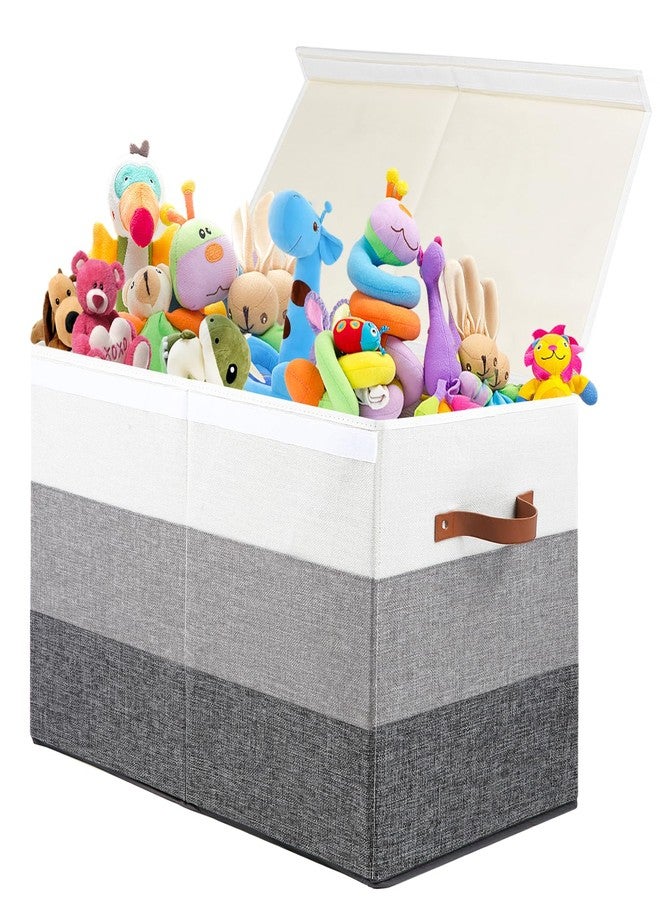 Mayniu Large Toy Box Chest with Divider, Sturdy Toy Storage Organizer Bin Baskets with Lid for Kids, Boys, Girls, Nursery, Living Room, Bedroom, Playroom, Closet, 25"x13" x16"(Gradient Grey) - Image 1