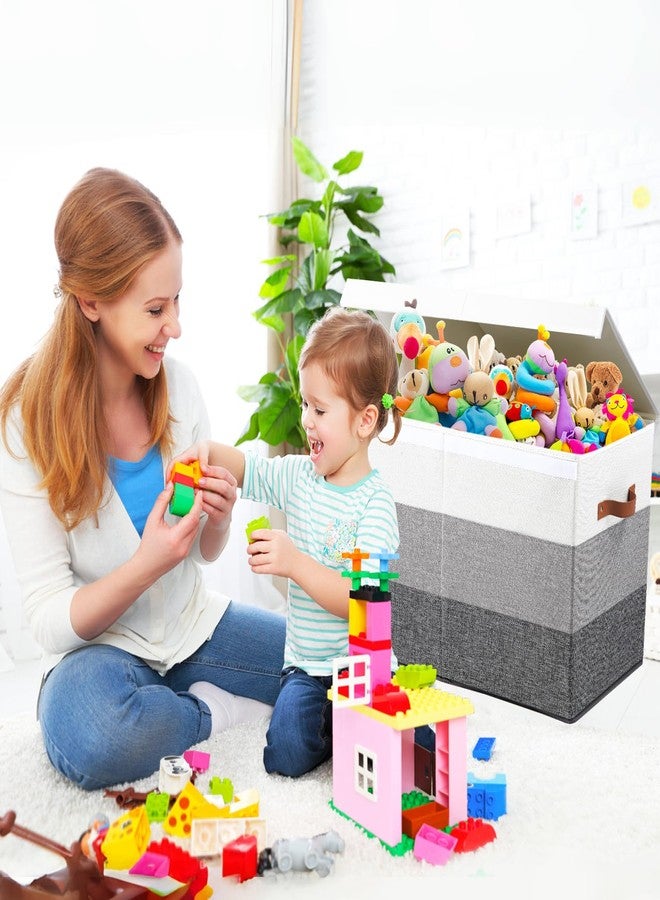 Mayniu Large Toy Box Chest with Divider, Sturdy Toy Storage Organizer Bin Baskets with Lid for Kids, Boys, Girls, Nursery, Living Room, Bedroom, Playroom, Closet, 25"x13" x16"(Gradient Grey) - Image 2