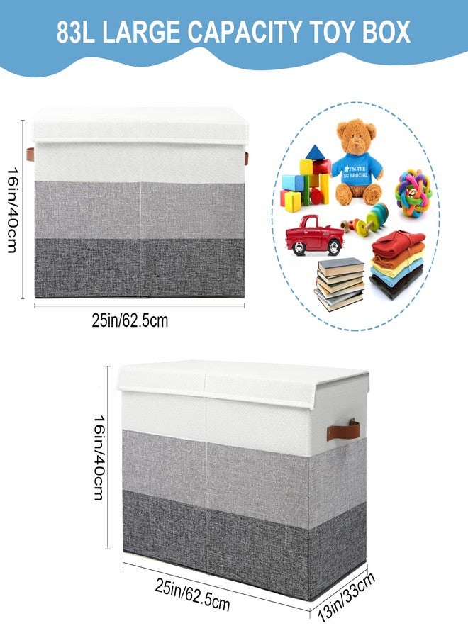 Mayniu Large Toy Box Chest with Divider, Sturdy Toy Storage Organizer Bin Baskets with Lid for Kids, Boys, Girls, Nursery, Living Room, Bedroom, Playroom, Closet, 25"x13" x16"(Gradient Grey) - Image 4