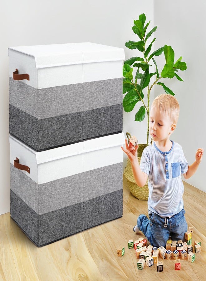Mayniu Large Toy Box Chest with Divider, Sturdy Toy Storage Organizer Bin Baskets with Lid for Kids, Boys, Girls, Nursery, Living Room, Bedroom, Playroom, Closet, 25"x13" x16"(Gradient Grey) - Image 5