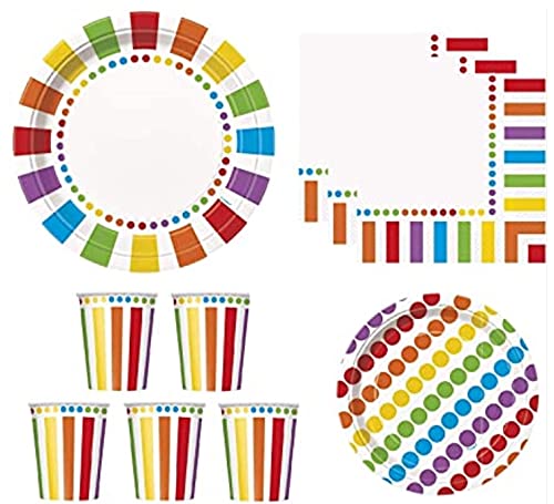 Unique Rainbow Birthday Round Dinner Plates (9"") - 8 Count  Elegant & Vibrant Design  Premium Paper Party Plates For Parties & Events - Image 2