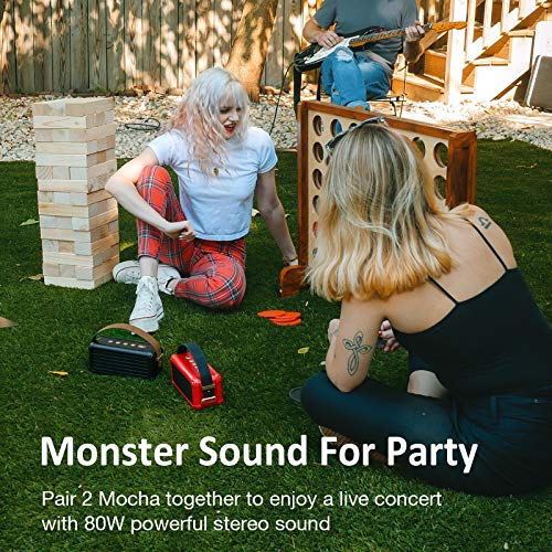 Divoom Mocha Retro Portable Bluetooth Speaker with 40W Stereo Sound, Bassup, Bluetooth 5.0, 25-Hour Playtime, Perfect Speaker for Home, Party, Outdoors, Travel (Black) - Image 4