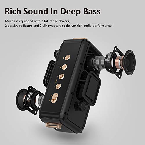 Divoom Mocha Retro Portable Bluetooth Speaker with 40W Stereo Sound, Bassup, Bluetooth 5.0, 25-Hour Playtime, Perfect Speaker for Home, Party, Outdoors, Travel (Black) - Image 3