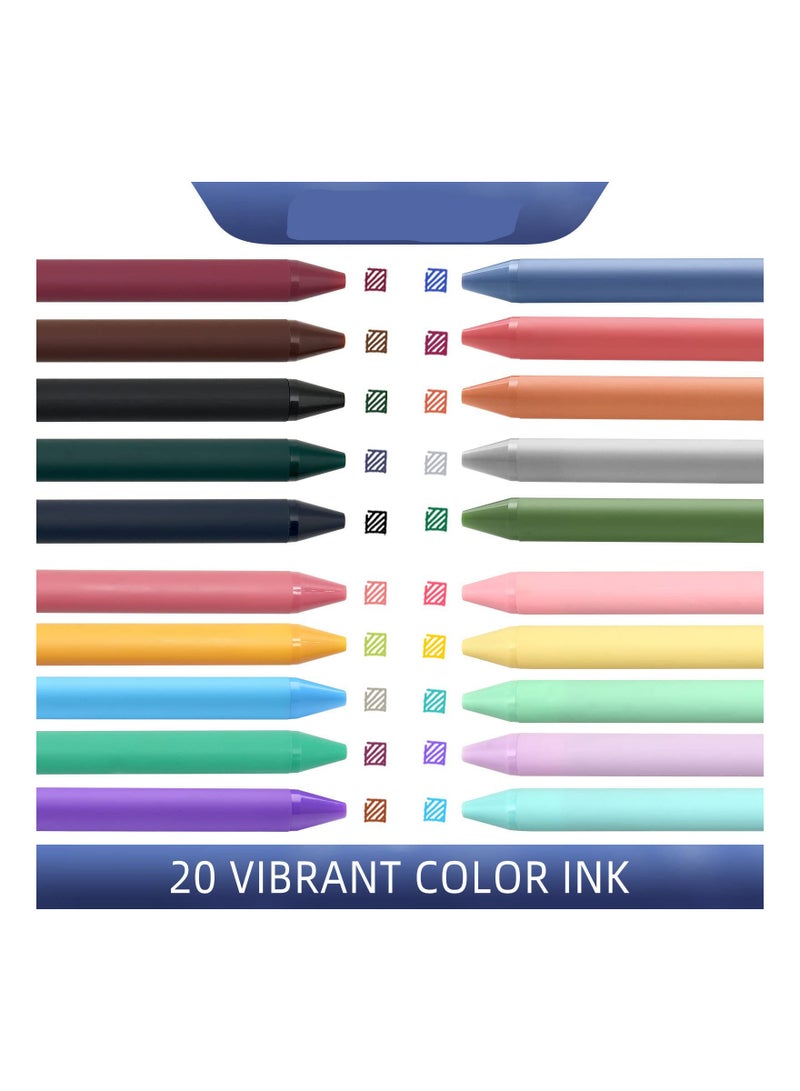 SYOSI Ink Retractable Gel Pens, 0.5mm Fine Point, No Bleed and No Smudging, Write with Dry Fast, Soft Rubber Feeling, Writes Smoothly, for Kids and Adults, 20 Pieces (20 Color)  - Image 4