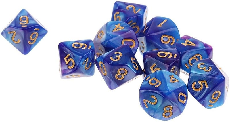 klarako 10 Pieces 16mm 10 Sided Dice  Blue Purple, 16mm - Image 4