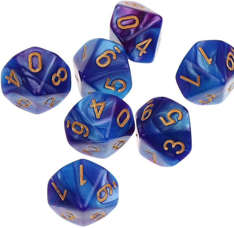 klarako 10 Pieces 16mm 10 Sided Dice  Blue Purple, 16mm - Image 5