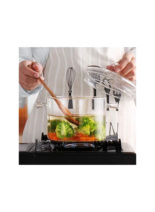 PROMASS وعاء زجاجي FL، قدر زجاجي مع غطاء، وعاء زجاجي مقاوم للحرارة آمن للاستخدام على الموقد لطهي المعكرونة، الحساء، الحليب، طعام الأطفال - Image 4