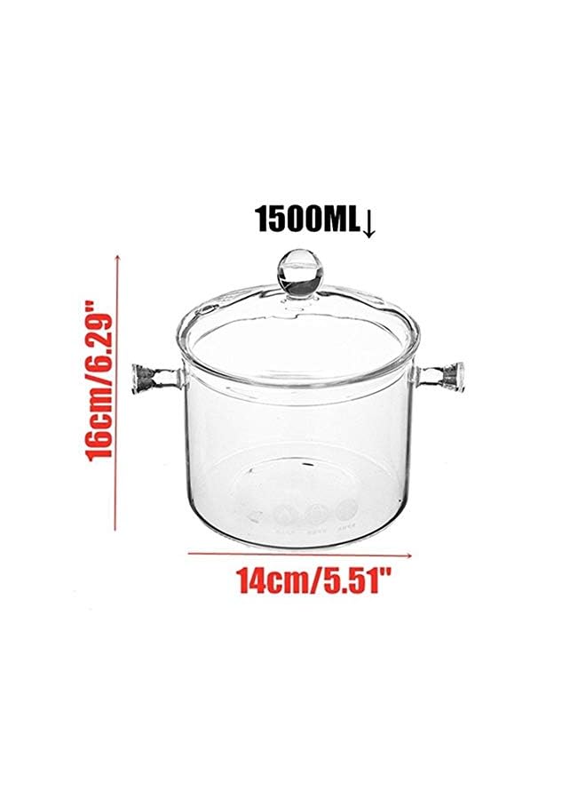 PROMASS وعاء زجاجي FL، قدر زجاجي مع غطاء، وعاء زجاجي مقاوم للحرارة آمن للاستخدام على الموقد لطهي المعكرونة، الحساء، الحليب، طعام الأطفال - Image 2