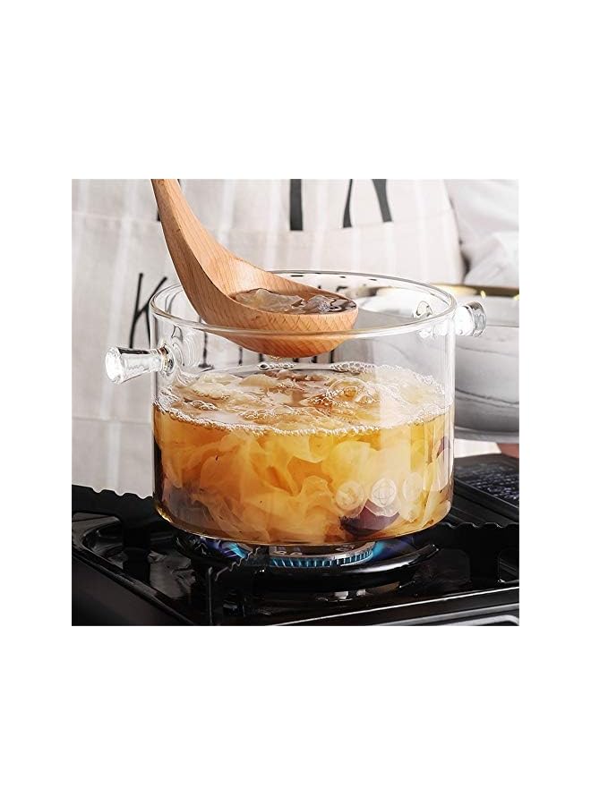 PROMASS وعاء زجاجي FL، قدر زجاجي مع غطاء، وعاء زجاجي مقاوم للحرارة آمن للاستخدام على الموقد لطهي المعكرونة، الحساء، الحليب، طعام الأطفال - Image 3