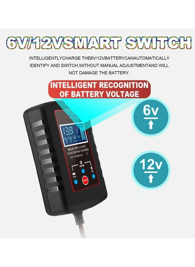 Generic Upgraded 2Amp Car Battery Trickle Charger, 6V/12V Smart Fully Automatic 3-Mode Charger Maintainer, Desulfator for Car, Motorcycle, Boat, Lawn Mower, Marine Lead Acid Batteries  - Image 2