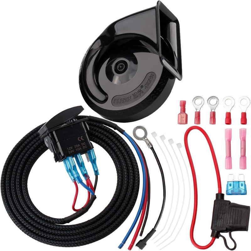 AOLIHAN Universal UTV Horn Kit with LED Rocker Switch for Golf Cart, ATV, Polaris RZR, Ranger, Can-Am - Image 1